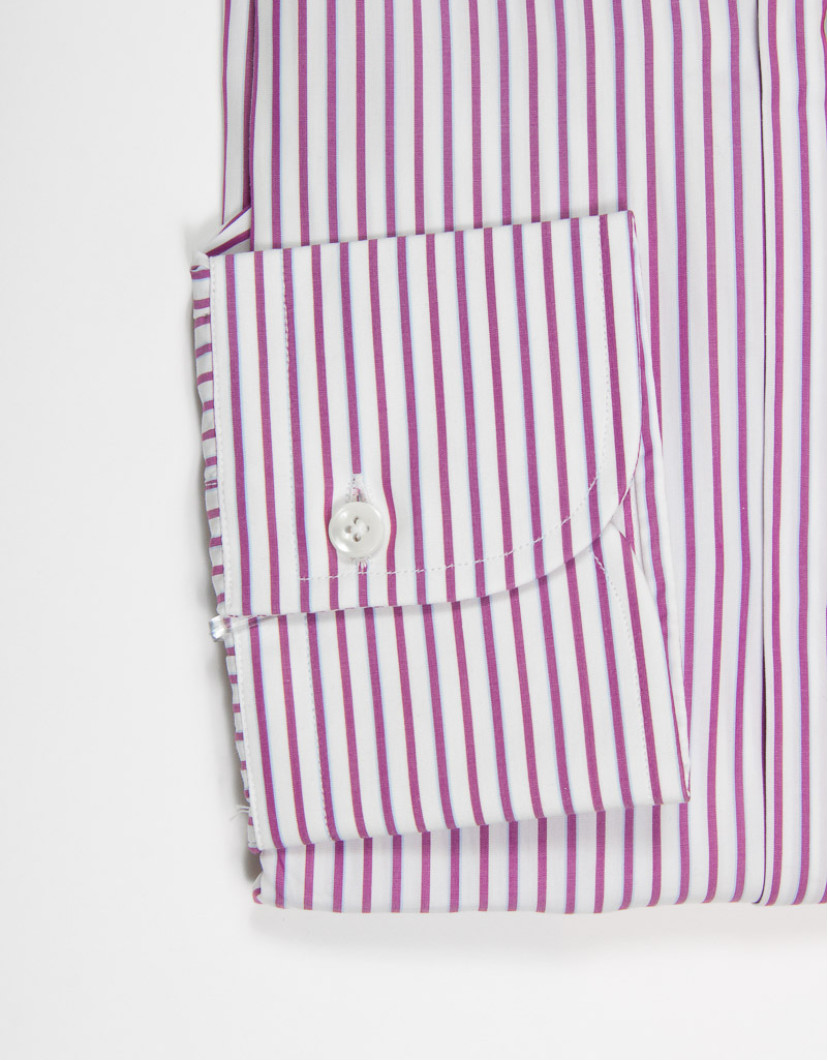 Patrick Hellmann Collection White Shirt With Purple Candy Stripes image